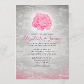 trendy floral military camo wedding invitations