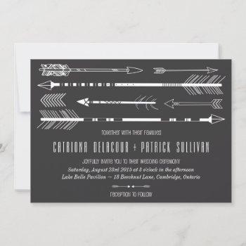 tribal arrows wedding invitation ii | grey