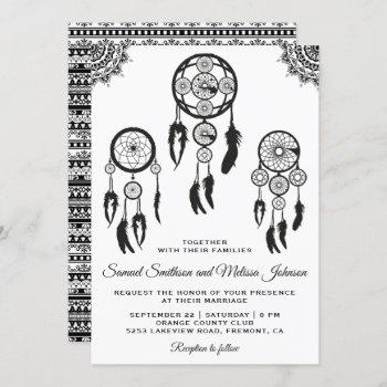tribal boho dream catcher wedding invitation