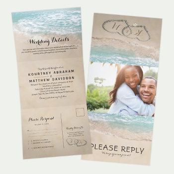 tropical beach 3 in 1 wedding tri-fold invitation