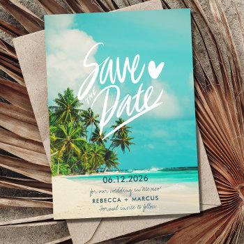 tropical beach destination wedding save the date invitation