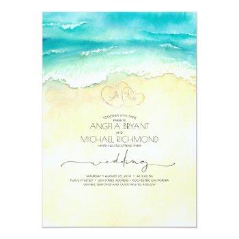 Small Tropical Beach Heart Watercolor Shore Wedding Front View