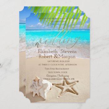 tropical beach,seastar,seashell invitation