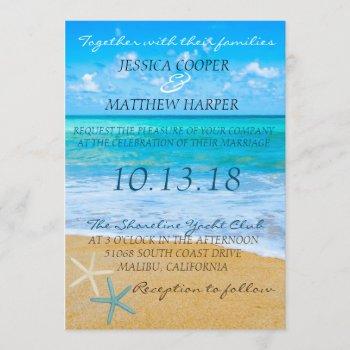 tropical beach starfish wedding invitation