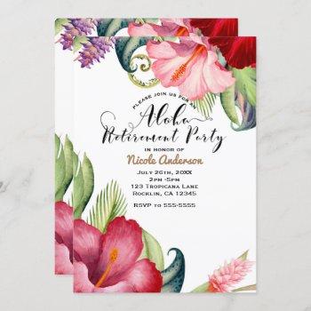 tropical botanical floral aloha retirement party invitation