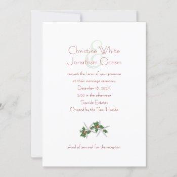 tropical christmas simple wedding invitation white