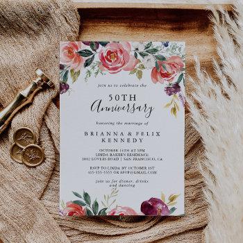 tropical colorful summer 50th wedding anniversary invitation