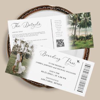 tropical destination qr code boarding pass wedding invitation