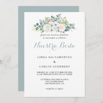 tropical eucalyptus greenery spanish wedding invitation