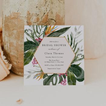 tropical floral bridal shower invitation