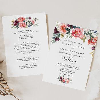 tropical floral front & back wedding invitation