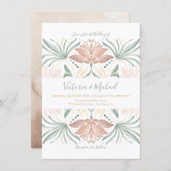 Small Tropical Floral Mexican Tile Wedding Front View