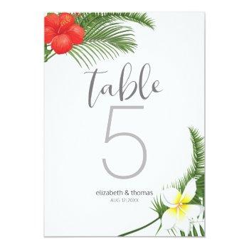 Small Tropical Floral Wedding Table Number Id475 Front View