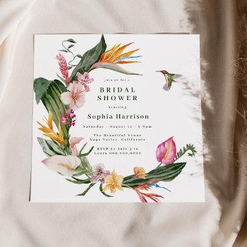 tropical floral wreath bridal shower invitation