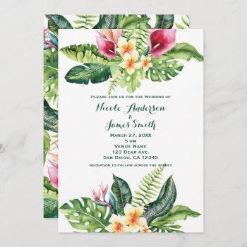 Small Tropical Flowers Leaves Floral Wedding Front View