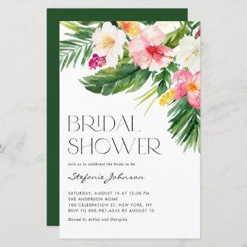 tropical flowers summer bridal shower invitation
