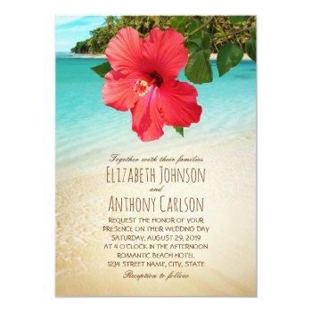 Small Tropical Hibiscus Hawaiian Beach Themed Wedding Front View