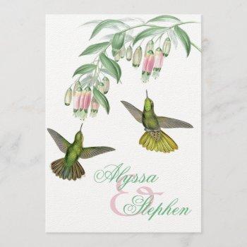 tropical hummingbird floral wedding invitation