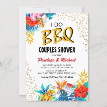 tropical 'i do bbq' couples shower invitation