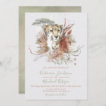 tropical jungle cheetah wedding invitations