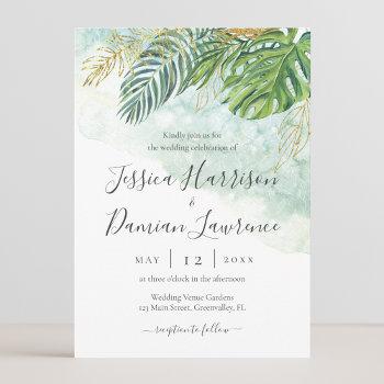 Small Tropical Leaves Green Gold Foliage Wedding Front View