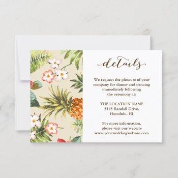 tropical leaves pineapple hawaiian wedding details invitation