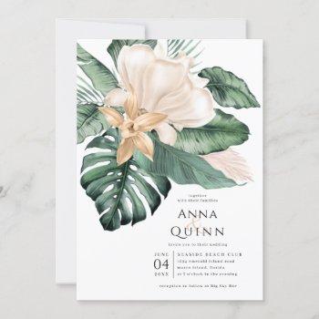 tropical magnolia wedding invitation