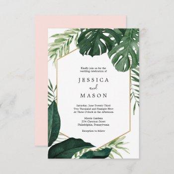 tropical monstera wedding invitation