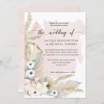 tropical orchid palm greenery modern watercolor in invitation