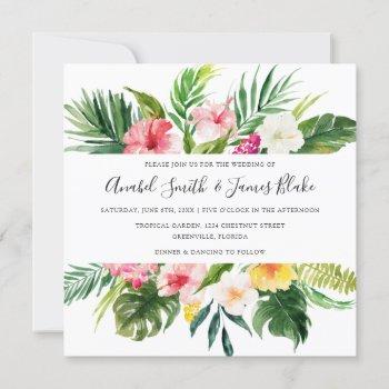 Small Tropical Palm Banana Leaves Floral Wedding Front View