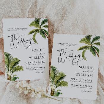 tropical palm trees wedding invitation