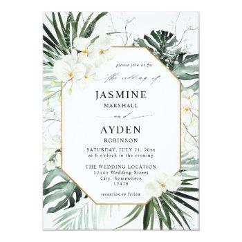 Small Tropical Palm & White Floral Wedding V2 Ln Front View