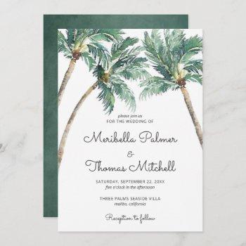tropical palms | watercolor wedding invitation