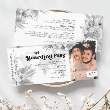 Small Tropical Pampas Boarding Pass Wedding Front View