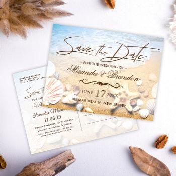 Small Tropical Starfish Beach Save The Date Post Front View