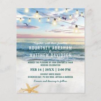 tropical starfish budget beach wedding invitation