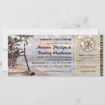 tropical vintage beach wedding tickets with rsvp invitation
