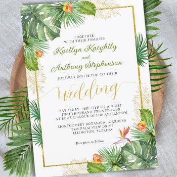 Small Tropical Wedding Watercolor Floral Gold Front View