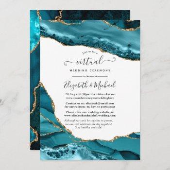 turquoise and gold agate online virtual wedding invitation