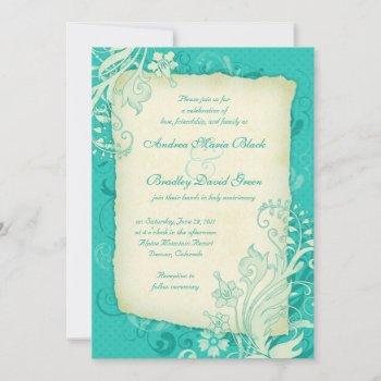 Small Turquoise And Ivory Floral Wedding Front View