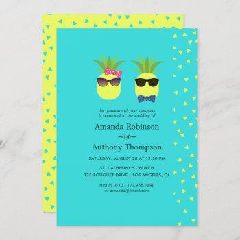 turquoise and lemon tropical summer beach wedding invitation