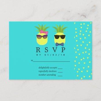 Small Turquoise And Lemon Tropical Summer Wedding Rsvp Front View