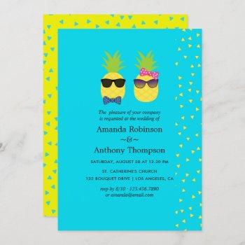 turquoise and yellow tropical summer beach wedding invitation