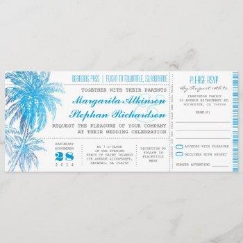 turquoise destination wedding tickets invitation