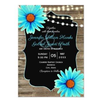 Small Turquoise Floral Wood String Of Lights Wedding Front View