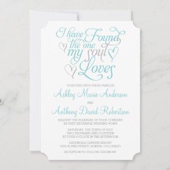 Small Turquoise Grey Soul Loves Heart Wedding Front View