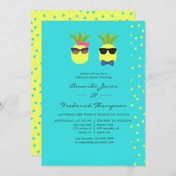 Small Turquoise & Lemon Tropical Summer Rehearsal Dinner Front View