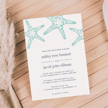 Small Turquoise & Navy Starfish Wedding Front View