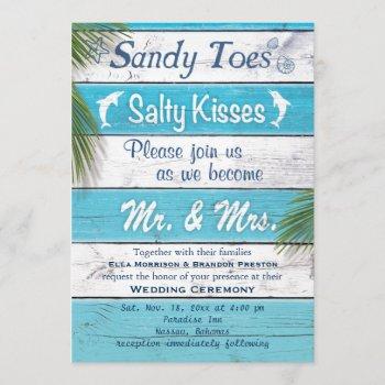 turquoise sandy toes salty kisses wedding invite