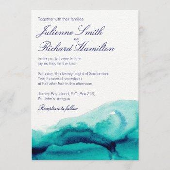Small Turquoise Sea Teal Watercolor Wedding Front View